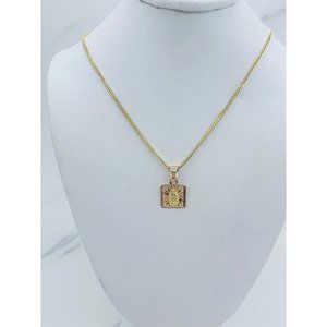 10k gold necklace and pendant Virgin Mary 16”